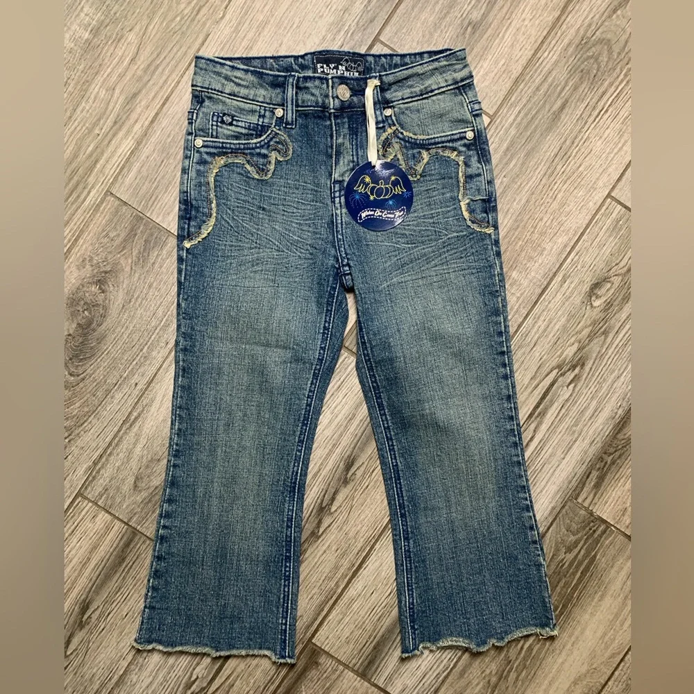 Fly'n Pumpkin Girls Flare‎ Jeans Medium Wash Denim Western Fall Size 10